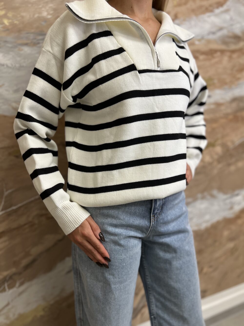 Pruhovaný svetr 30% vlna