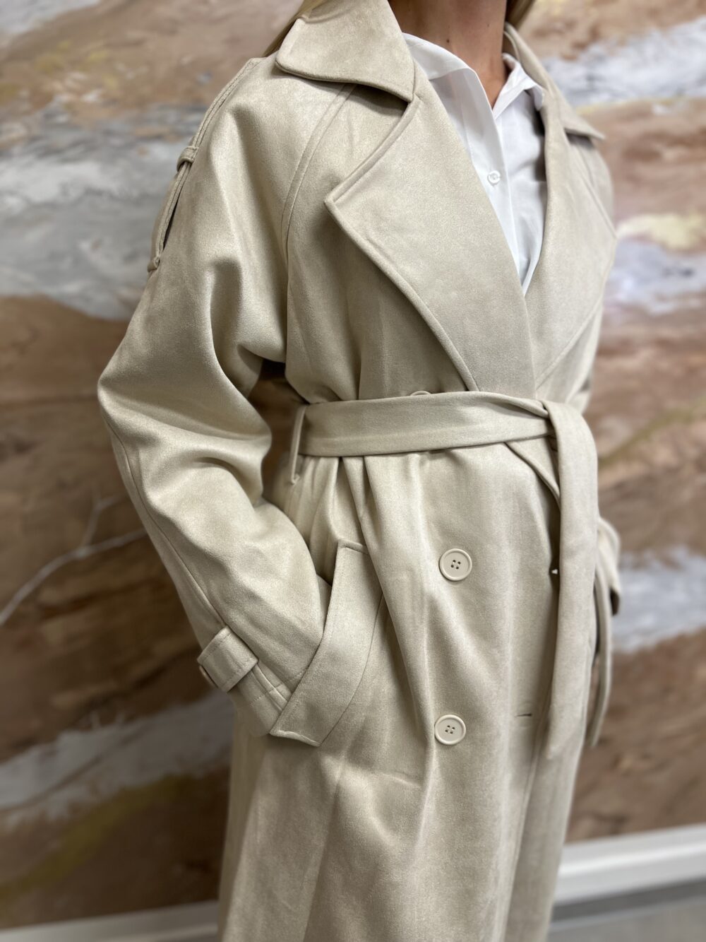 Semišový trenčkot